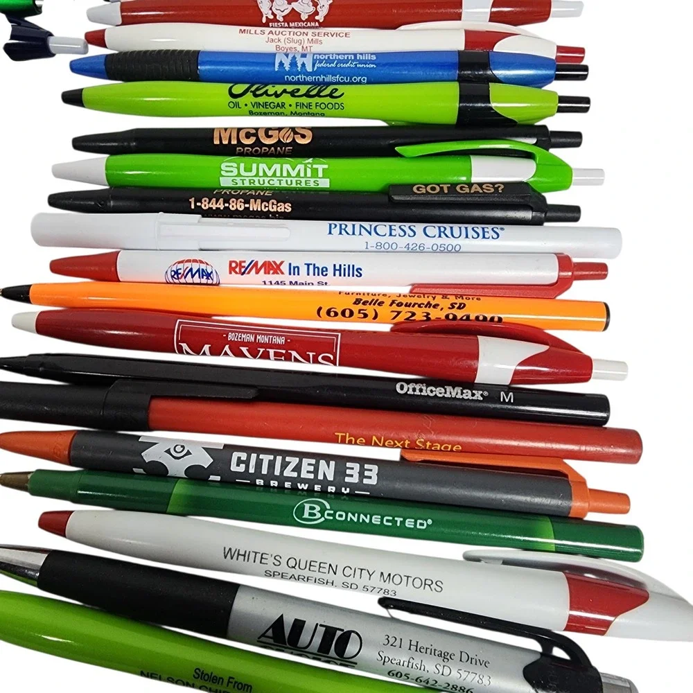 Lot of 60+ Assorted Promotional Pens Commerical‎ Bank, church, auto, cruise
